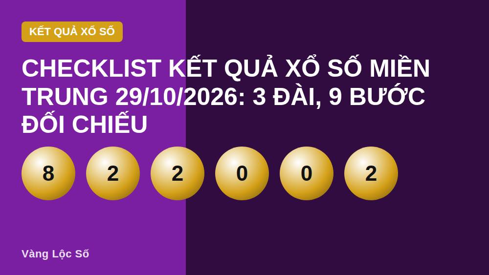 Checklist kết quả xổ số miền Trung 29/10/2026: 3 đài, 9 bước đối chiếu