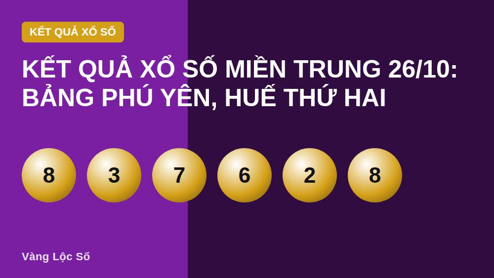 Kết quả xổ số miền Trung 26/10: Bảng Phú Yên, Huế thứ Hai